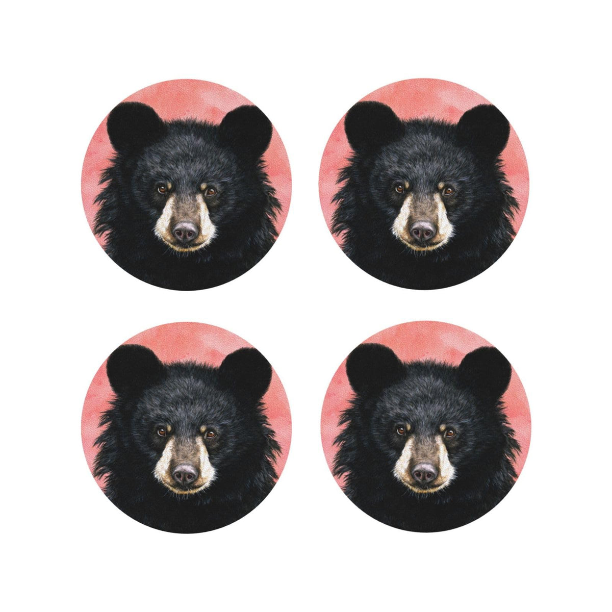 Black Bear Leather Coasters Set of 4 X162