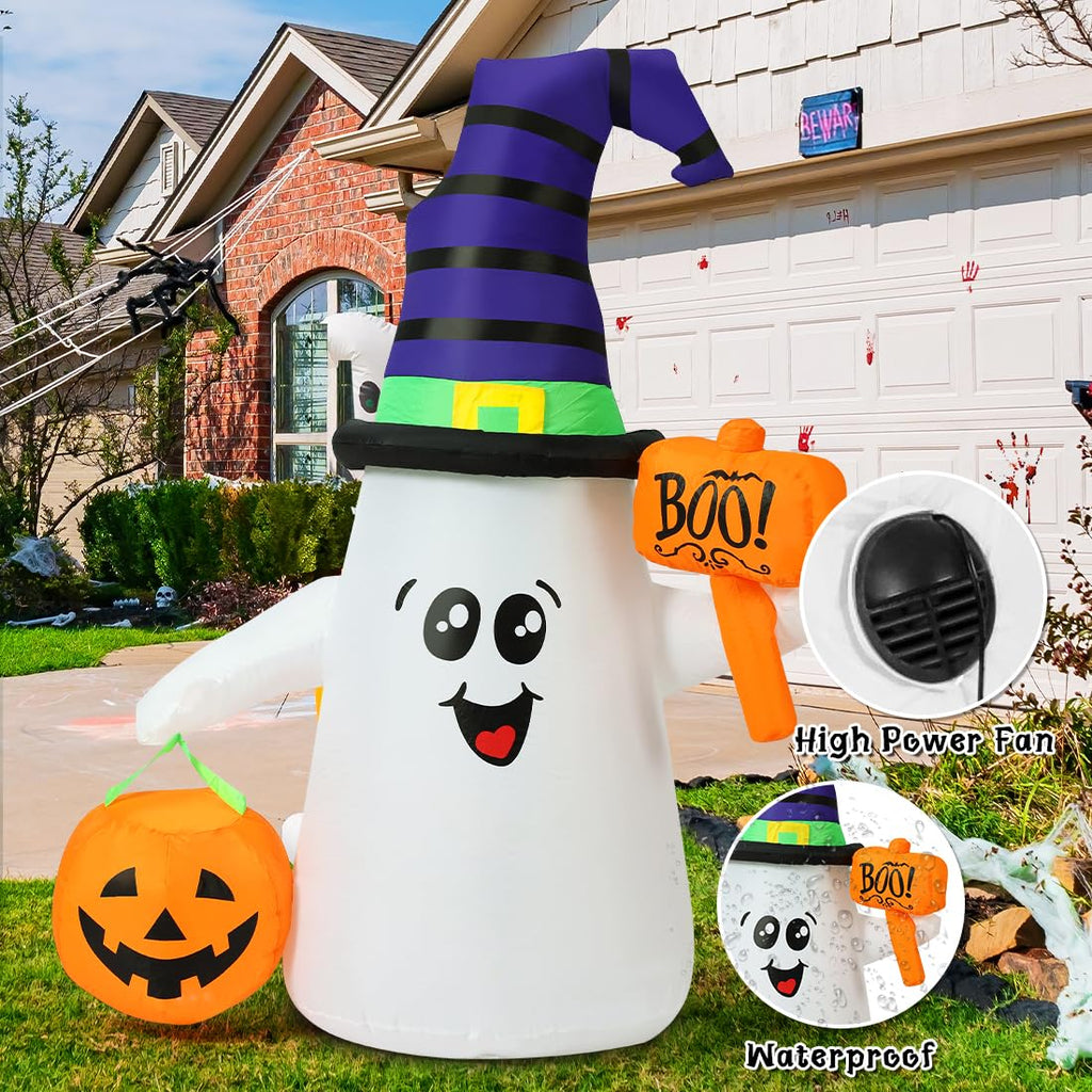5 FT Halloween Inflatables Ghost with Built-in LEDs H7353