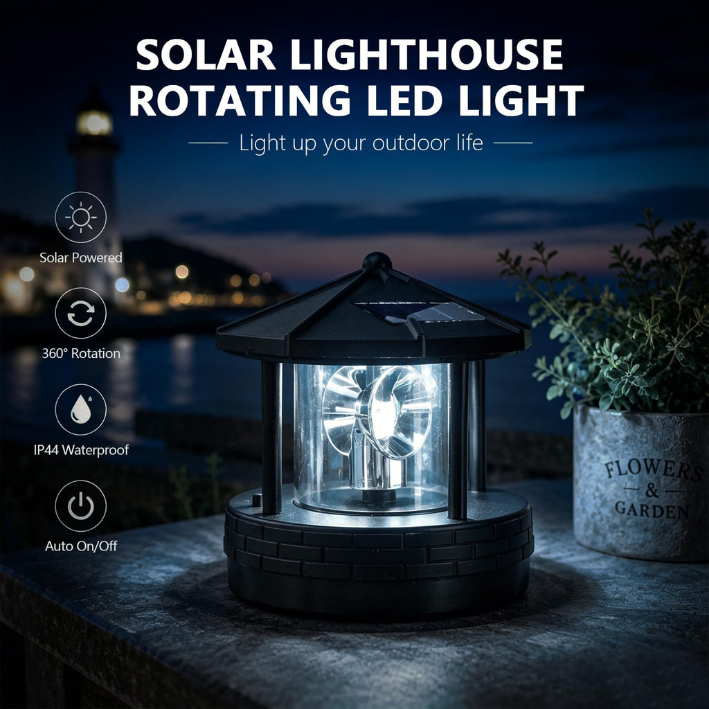 Solar Lighthouse Light with Rotating Beacon Q123