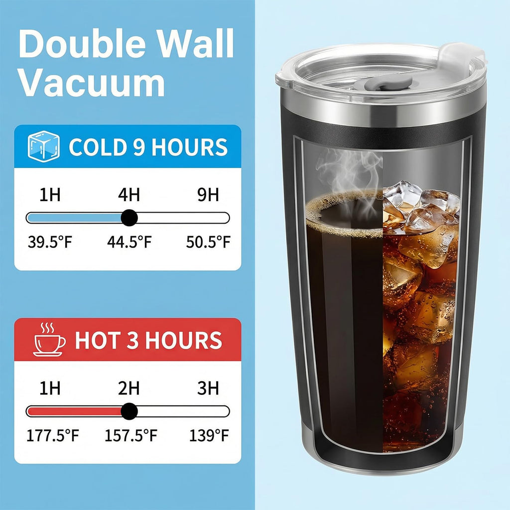 6 Pack 20oz Stainless Steel Insulated Tumbler with Lid L1803