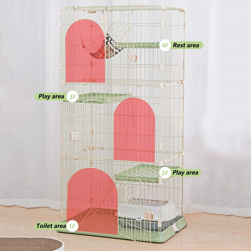 3/4-Tier Wire Cat Cage Playpen Kennel with Hammock D4810