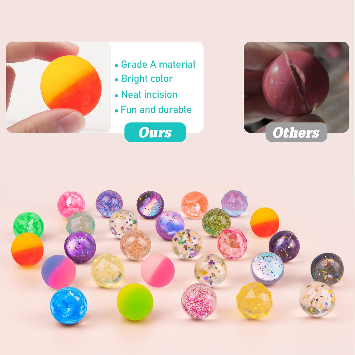 24 Pieces Bouncy Balls 32mm 6 Styles F448