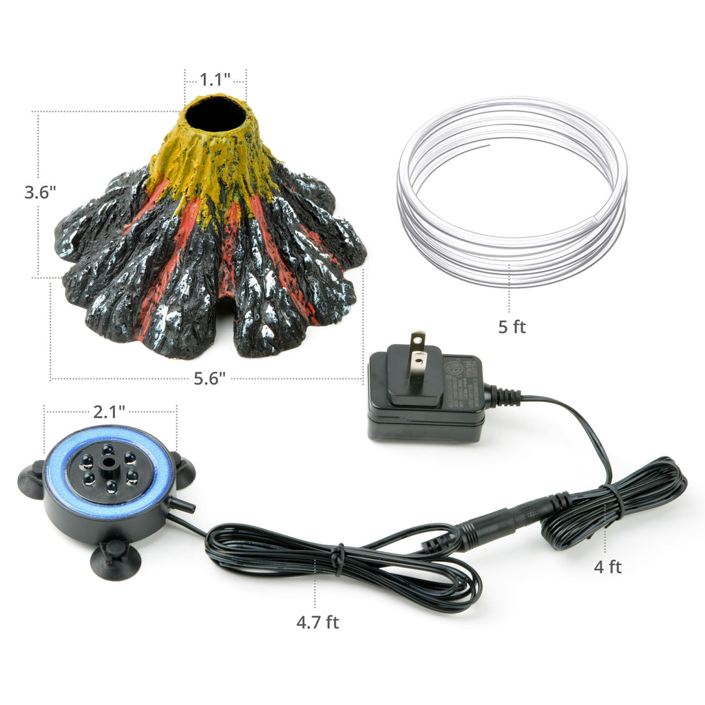 Aquarium Bubbler Decoration LED Volcano Ornament J79243