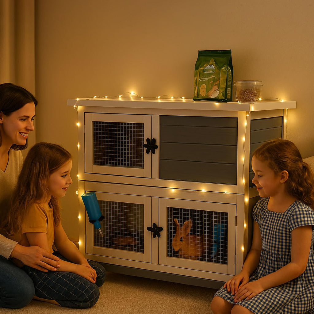 2 Story Solid Wood Rabbit Hutch with Removable Tray P670