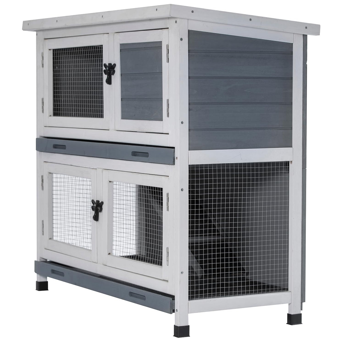 2 Story Solid Wood Rabbit Hutch with Removable Tray P670