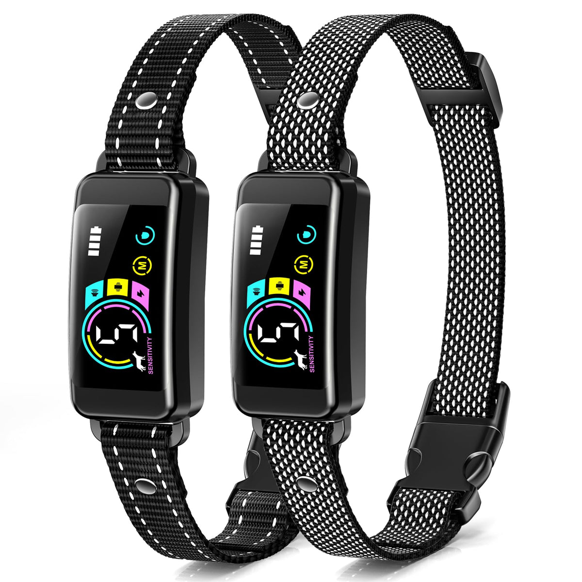 2 Pack Adjustable Bark Collar with Beep Vibration Shock D54191