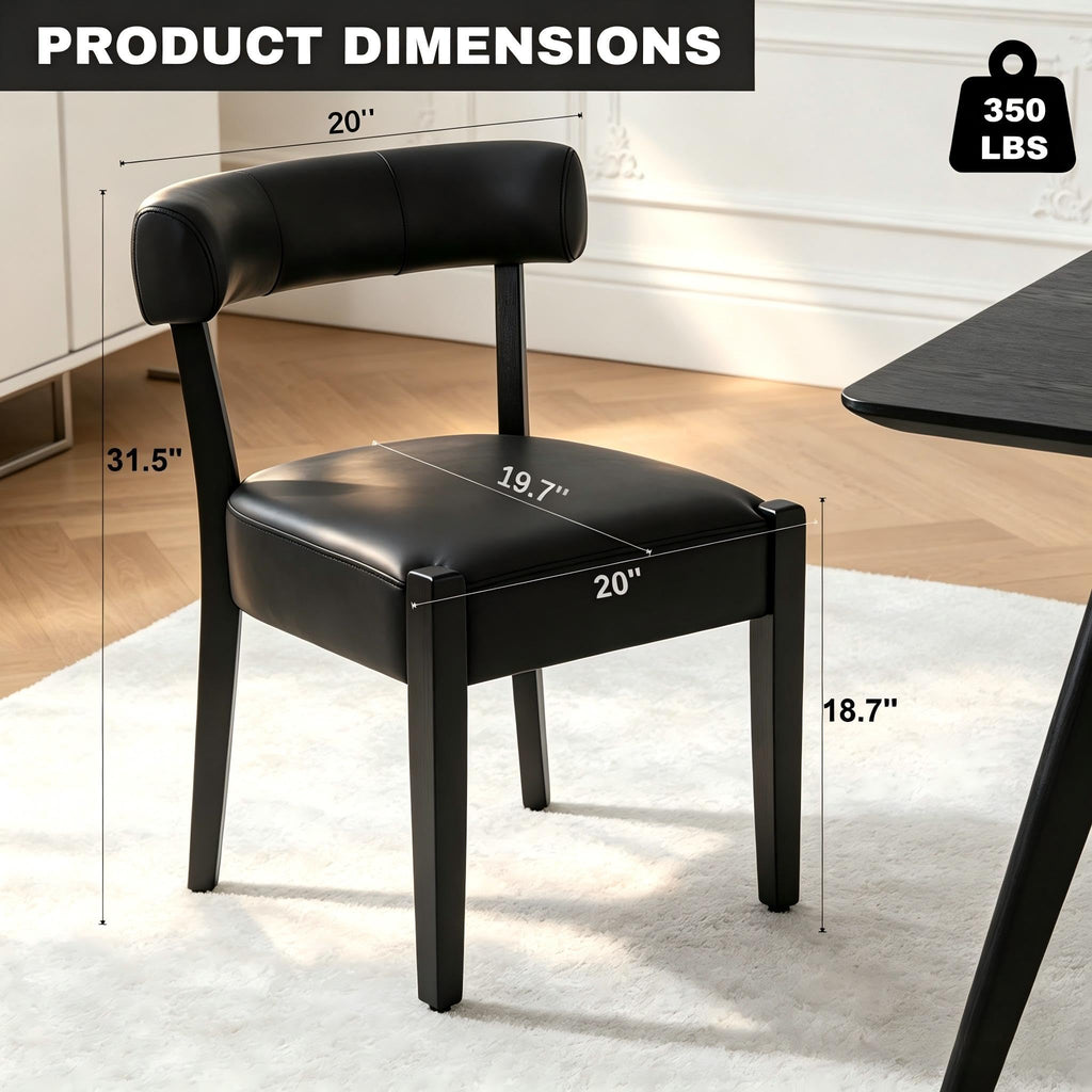 Black Faux Leather Dining Chairs Set of 4 Y95607