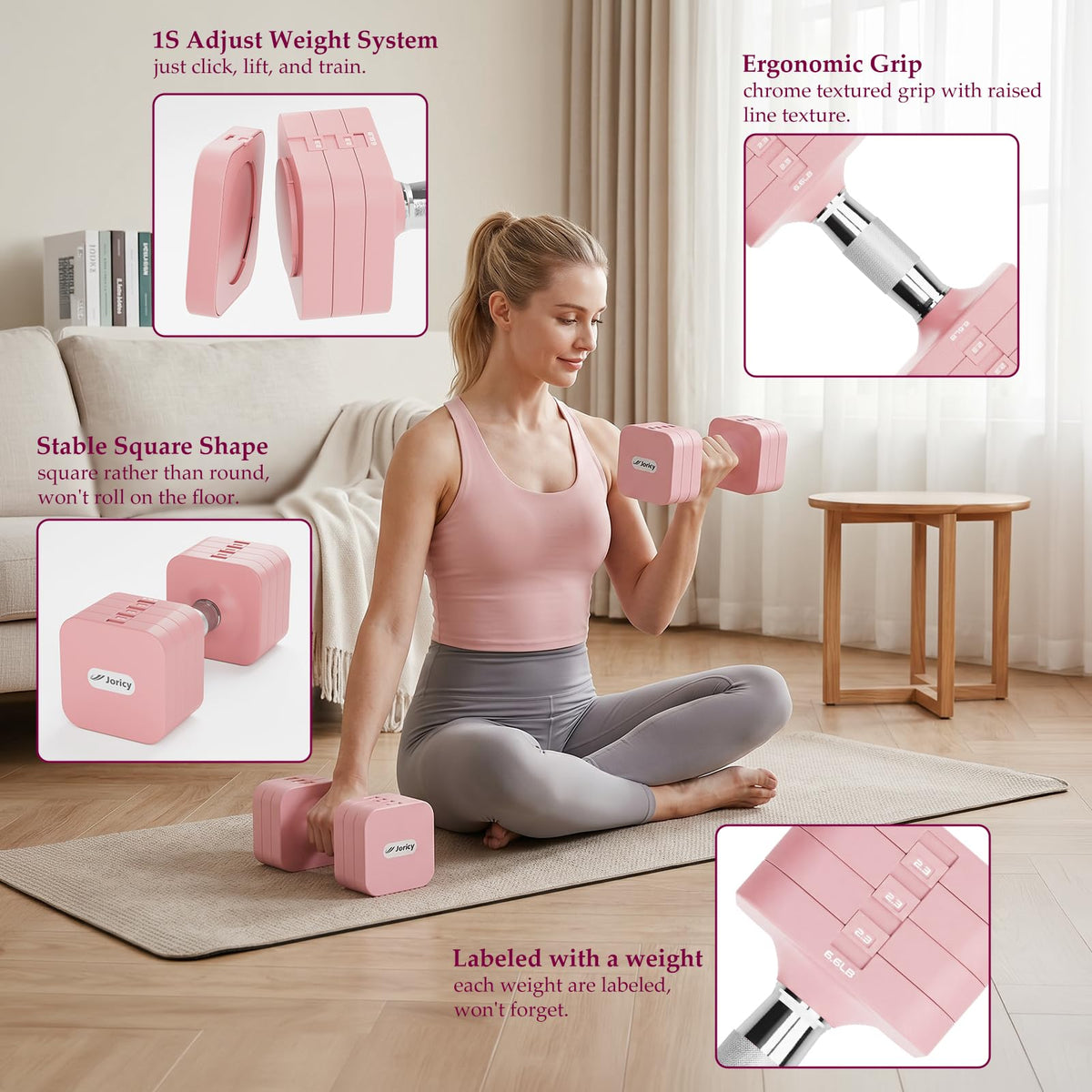 Adjustable Dumbbell Set 10LBS 20LBS 25LBS Set of 2 X91167