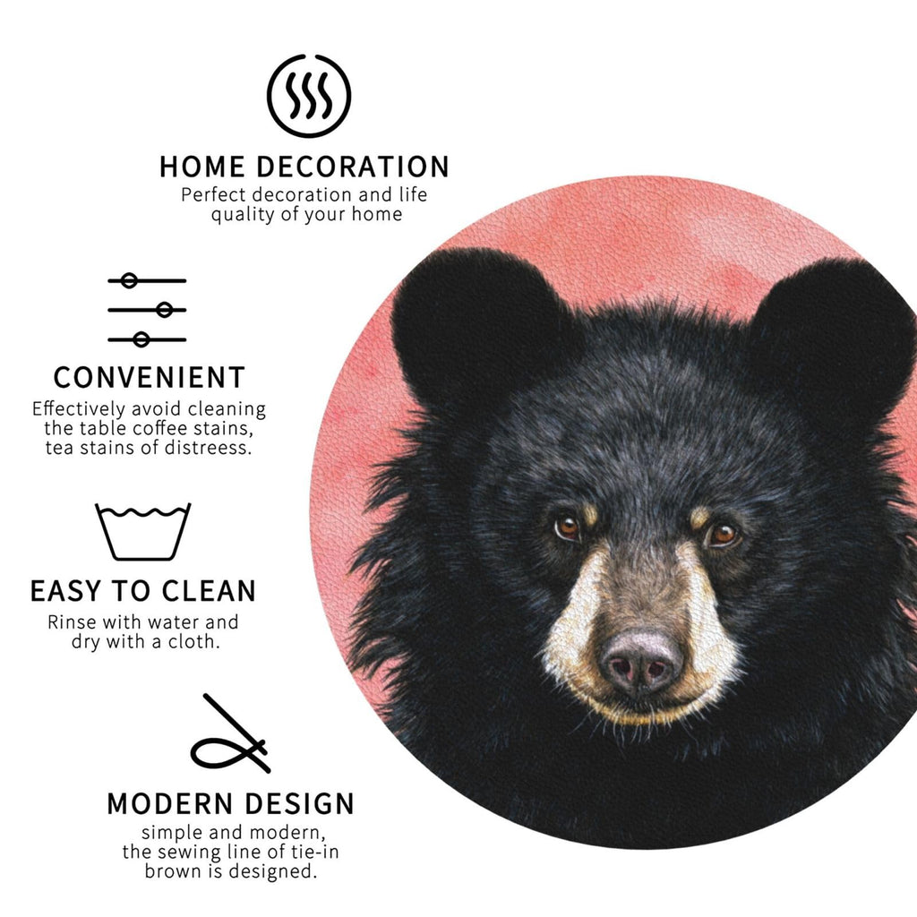 Black Bear Leather Coasters Set of 4 X162