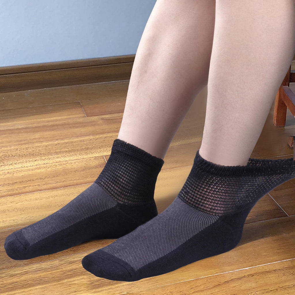 Bamboo Viscose Diabetic Socks, Black, Size 10-13, 5 Pairs L799