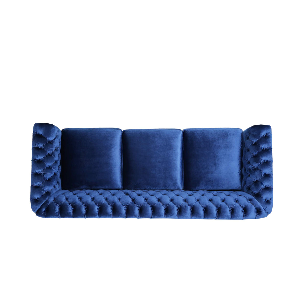 Navy Blue Velvet Sofa with Scroll Arms P453023