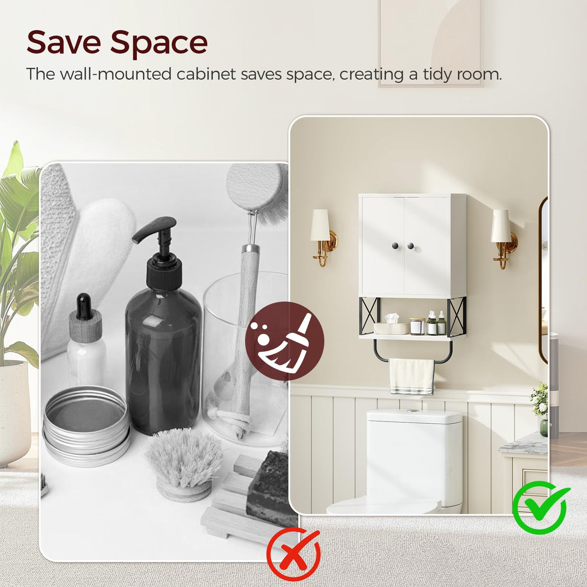 White 2 Door Wall Mounted Bathroom Cabinet with Adjustable Shelf Q688