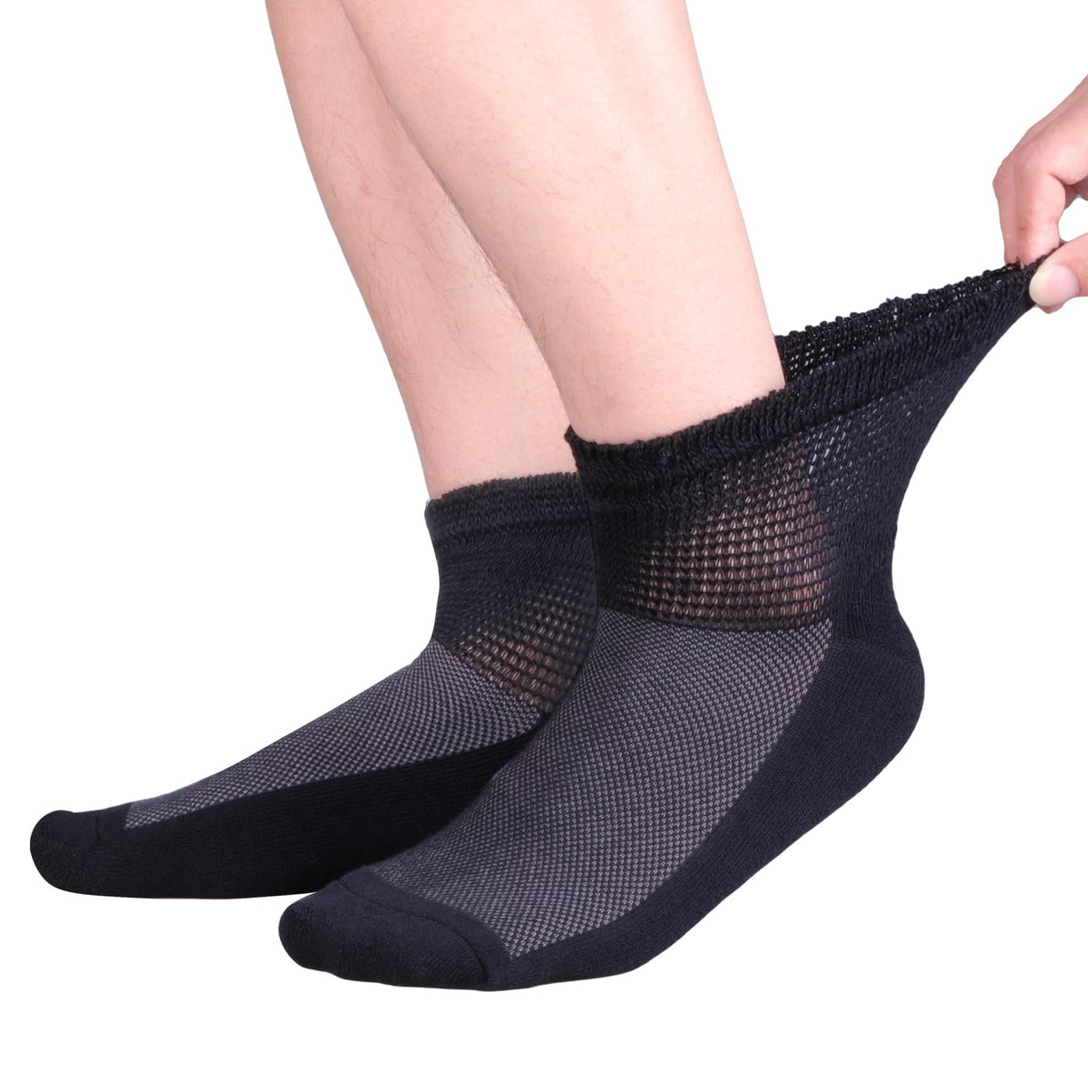 Bamboo Viscose Diabetic Socks, Black, Size 10-13, 5 Pairs L799