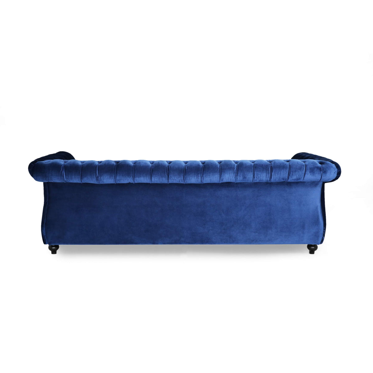Navy Blue Velvet Sofa with Scroll Arms P453023