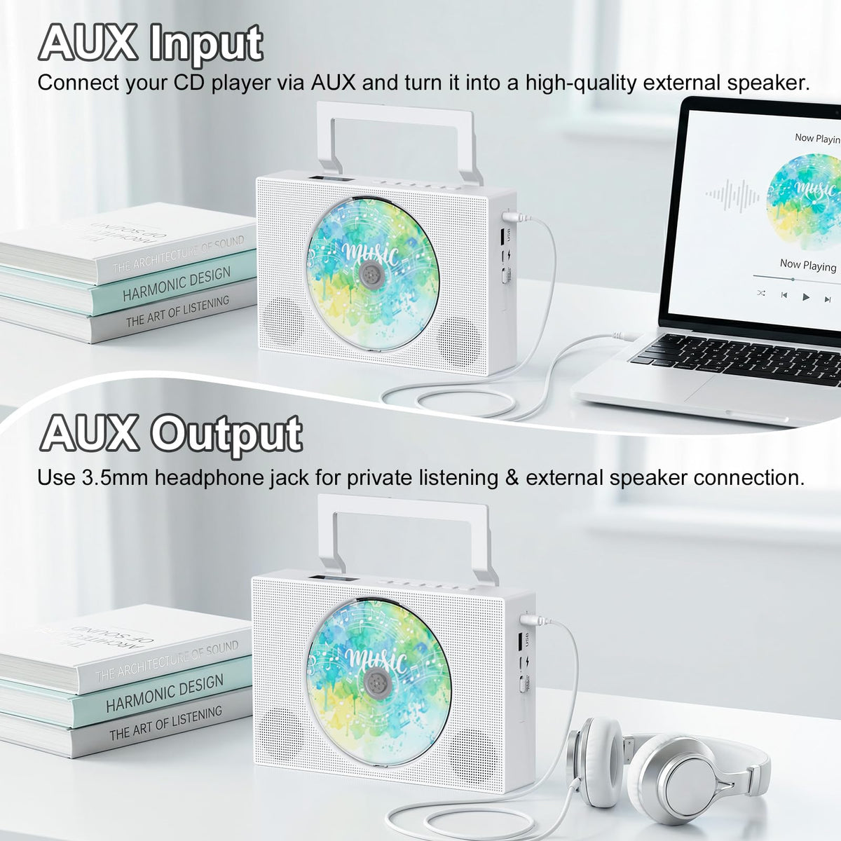 Portable CD Player with Bluetooth & Speakers E8473