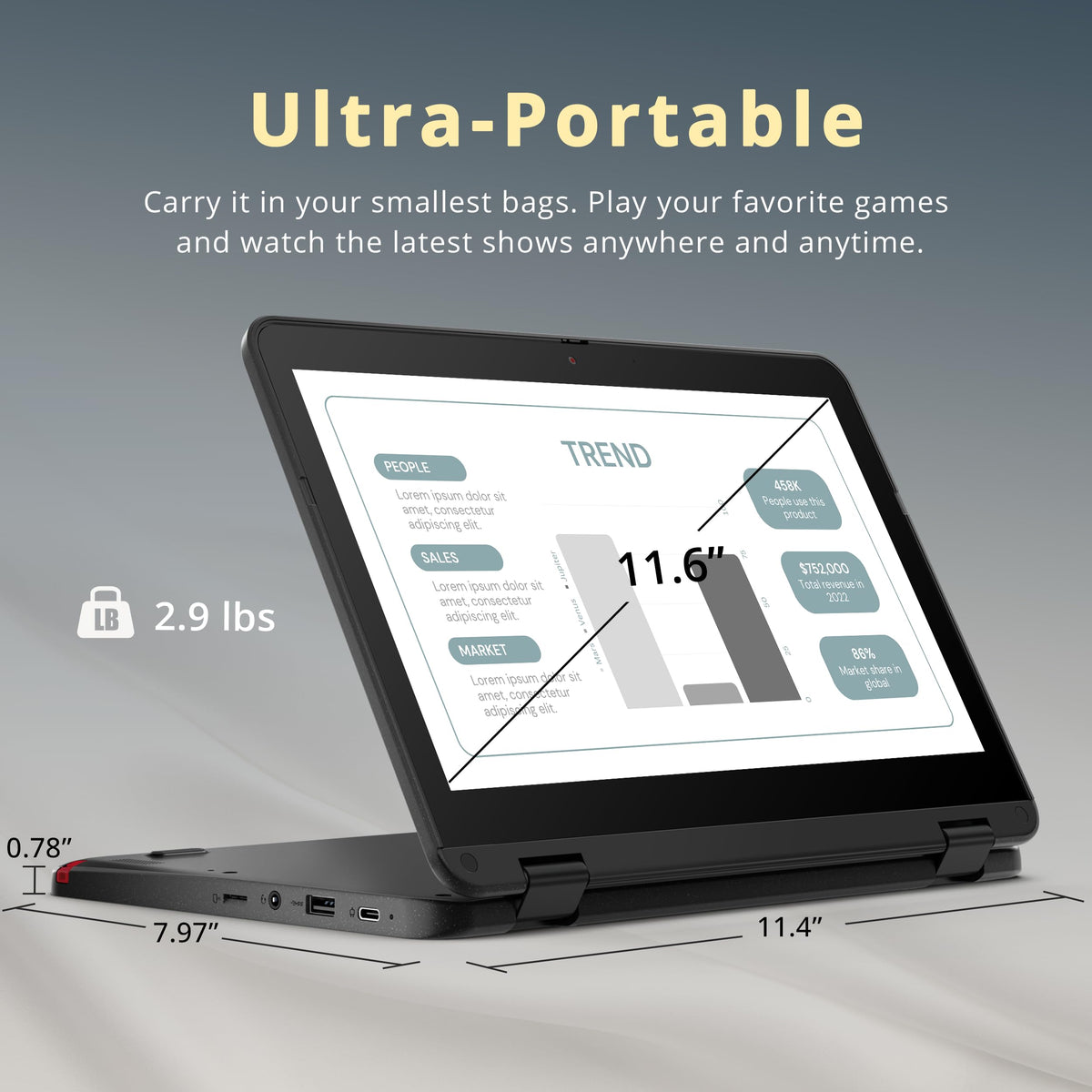 11.6" 2-in-1 Touchscreen Chromebook X75998