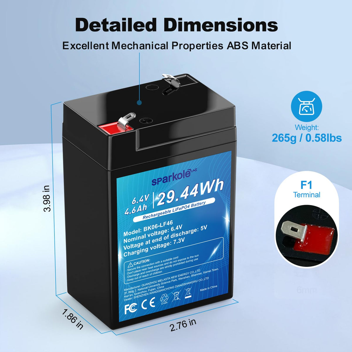 6.4V 4.6Ah LiFePO4 Battery C644