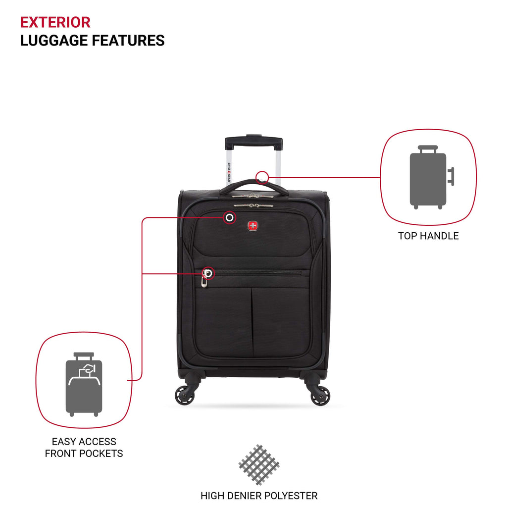 Black 18-Inch Softside Carry-On Luggage with Spinner Wheels Z5000