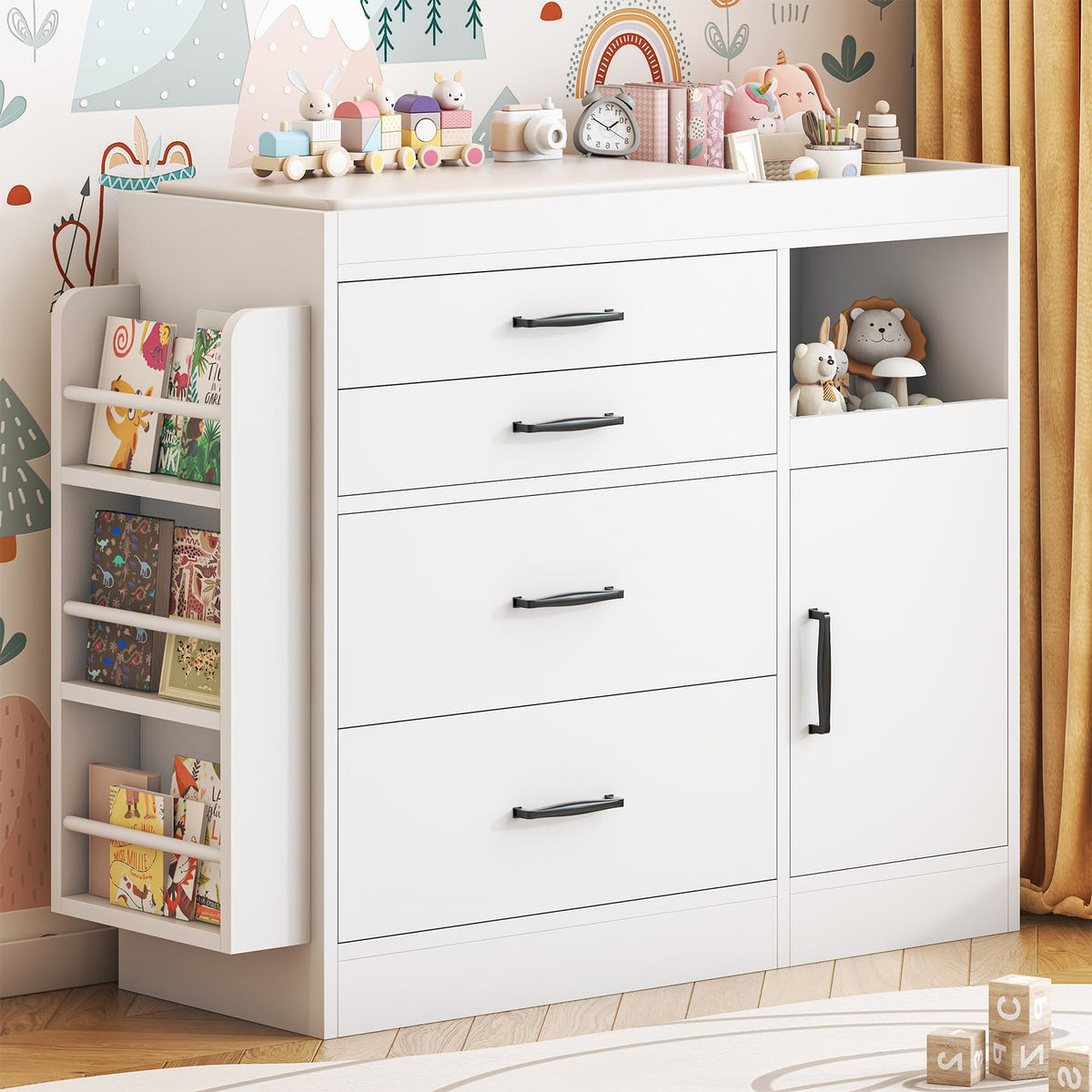 White 4 Drawer Baby Nursery Dresser with Changing Pad N556849