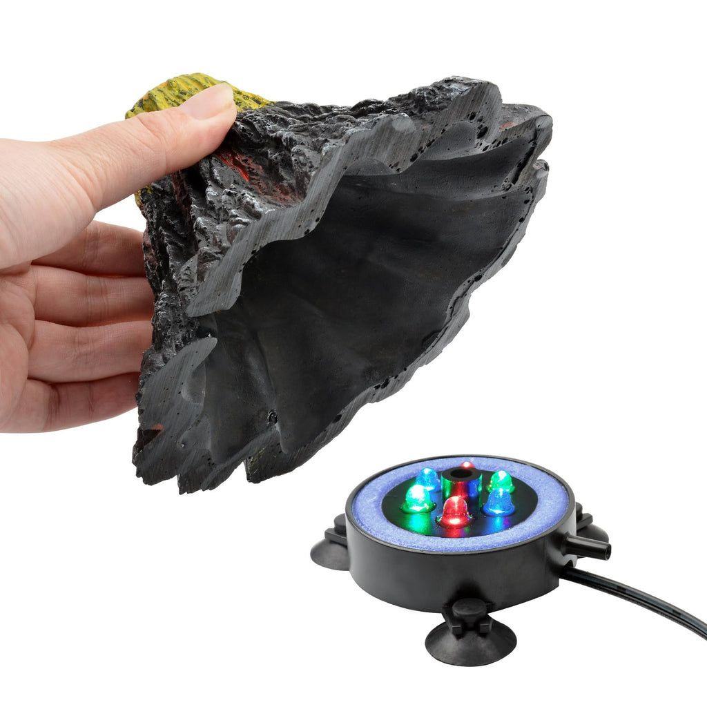 Aquarium Bubbler Decoration LED Volcano Ornament J79243