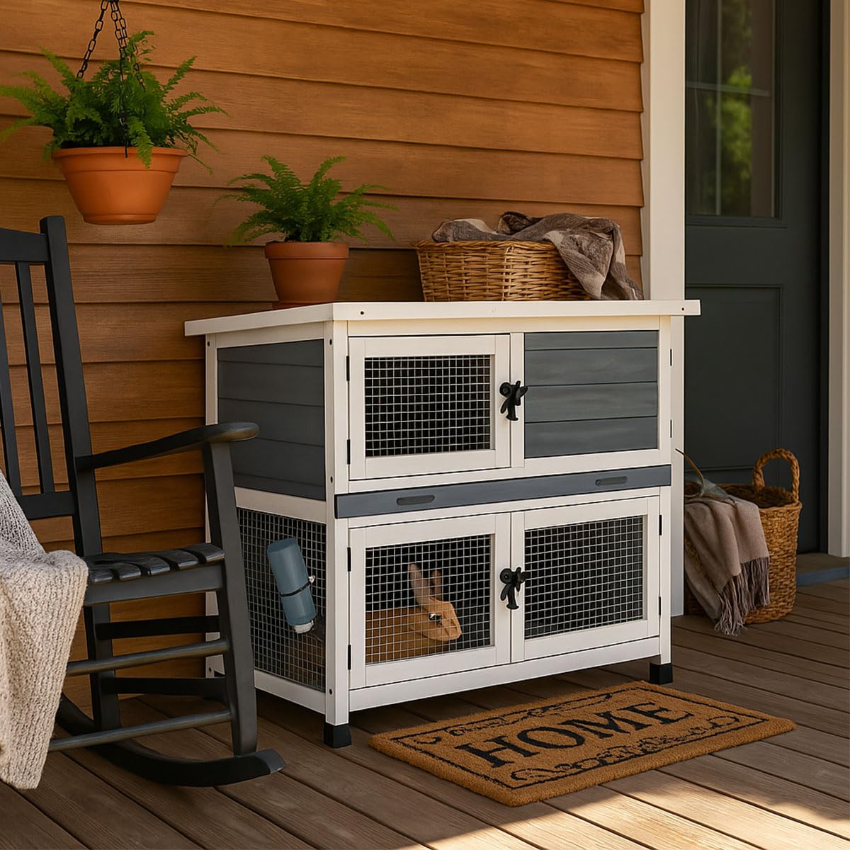 2 Story Solid Wood Rabbit Hutch with Removable Tray P670