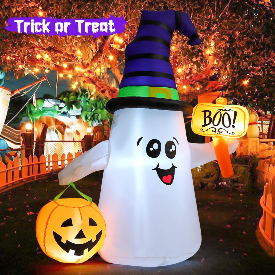 5 FT Halloween Inflatables Ghost with Built-in LEDs H7353
