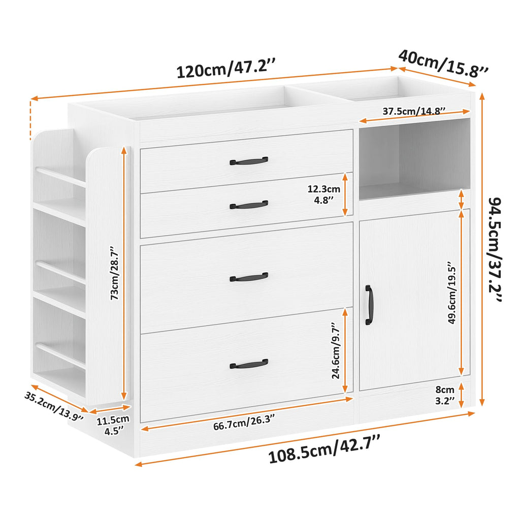 White 4 Drawer Baby Nursery Dresser with Changing Pad N556849