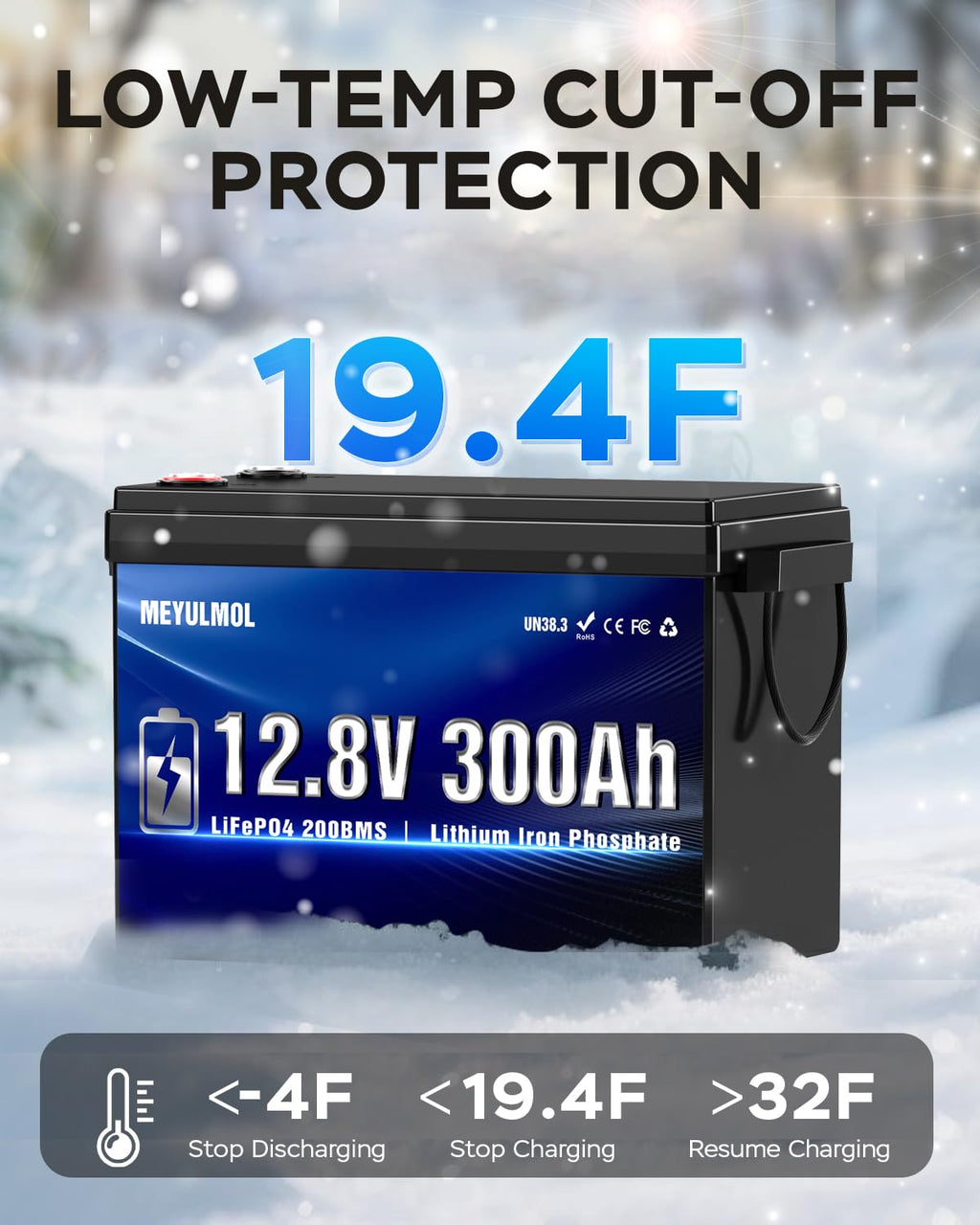 12V 300Ah LiFePO4 Lithium Battery with 200A BMS X390267