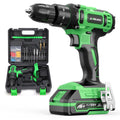 20V Cordless Drill Set with Battery Charger and Carrying Case, Green E1055