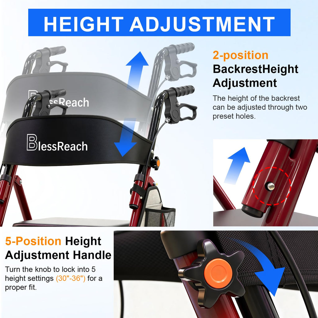 Lightweight Foldable Rollator Walker with Seat X97253