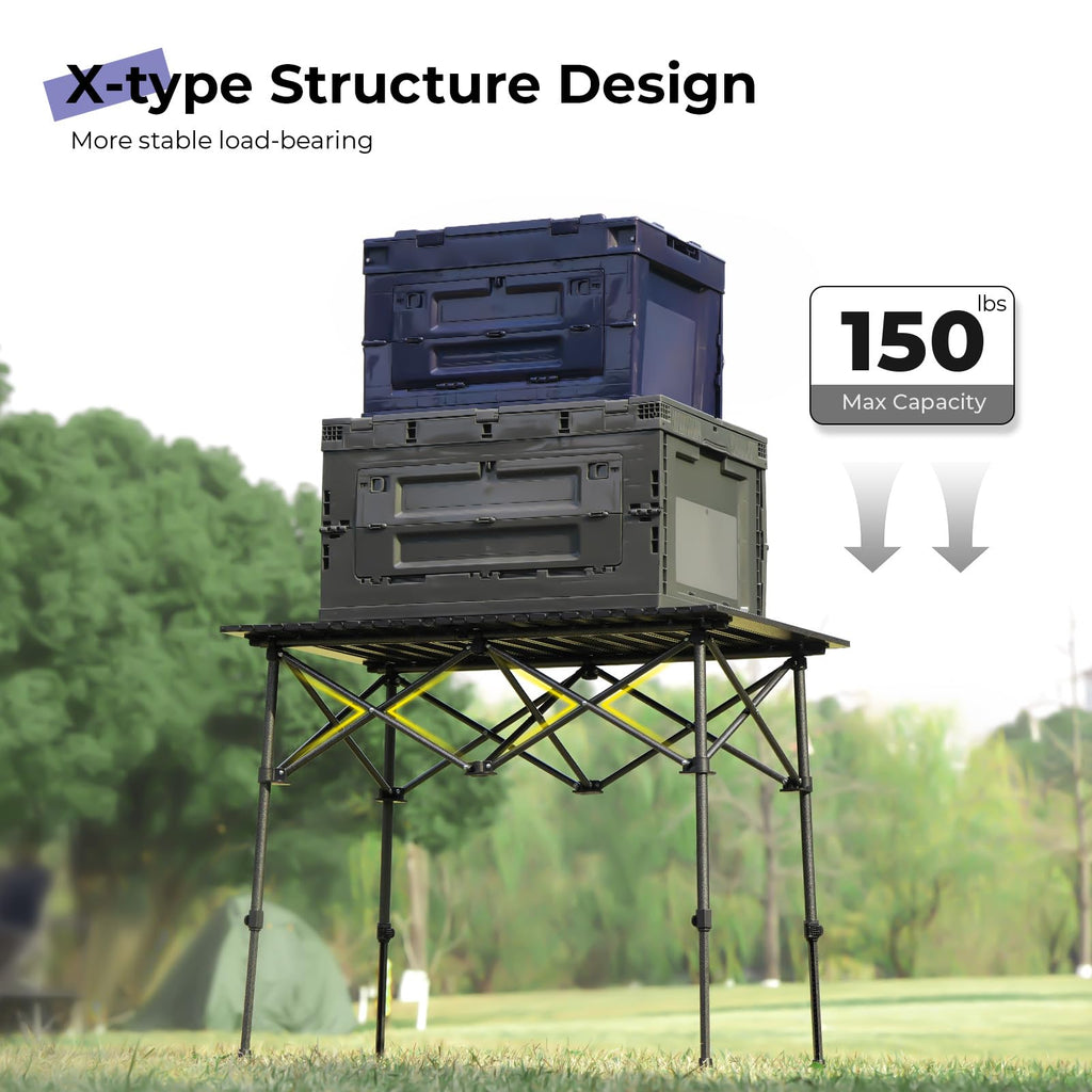 Folding Camping Table Aluminum Adjustable Height Black Z958