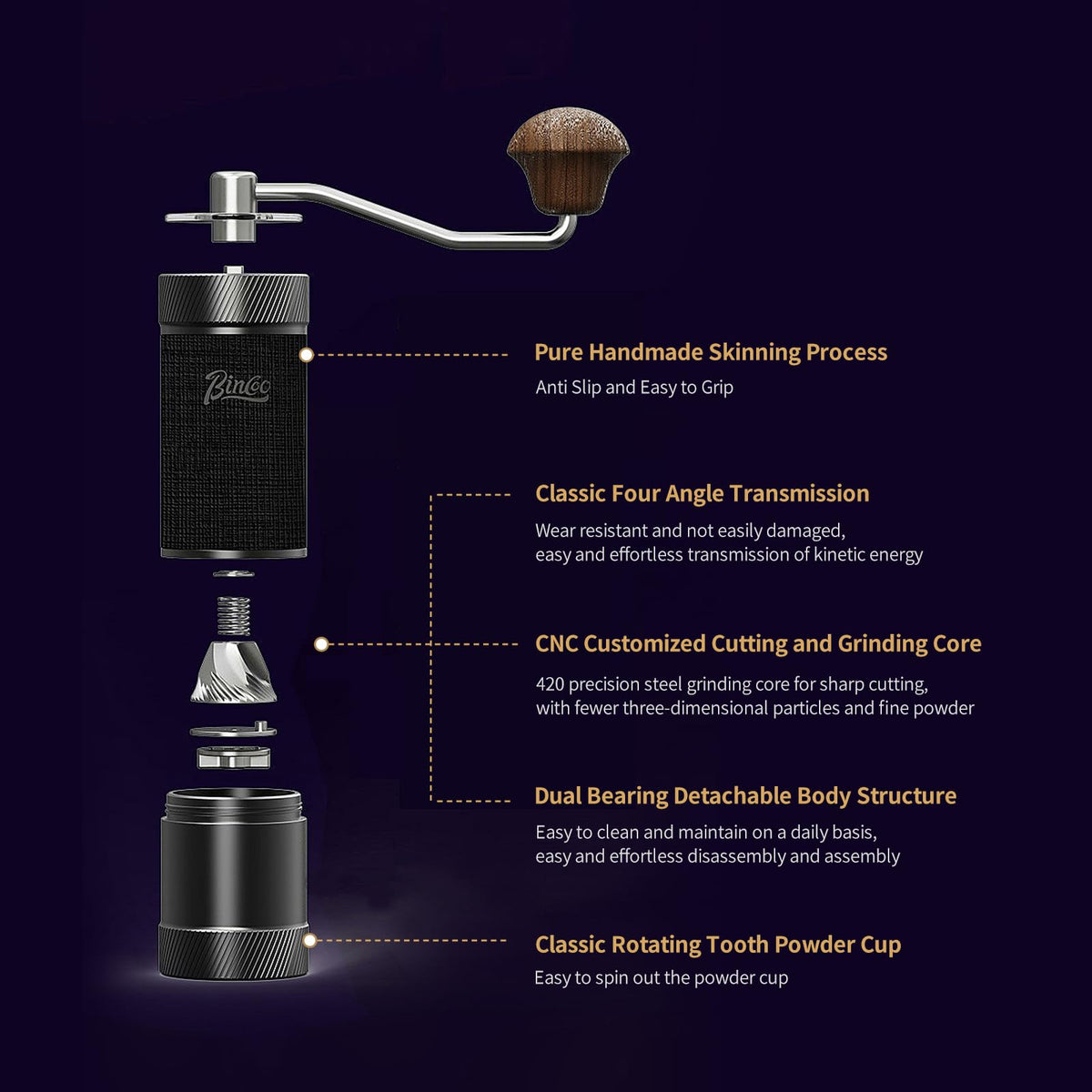 Manual Coffee Bean Grinder with Stainless Steel Conical Burr C935880