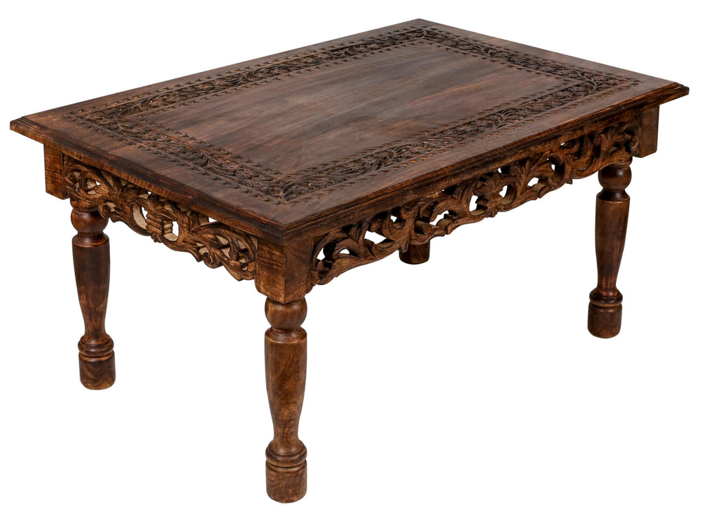 Farmhouse Coffee Table 36x24x18 Jali Carved Wood T53343