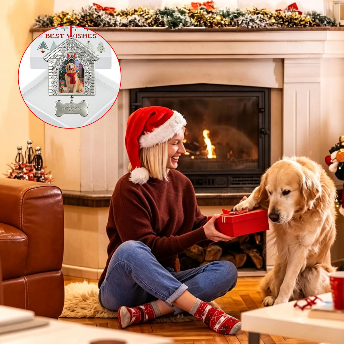 Dog First Christmas Ornament 2026 Metal Photo Frame R151375