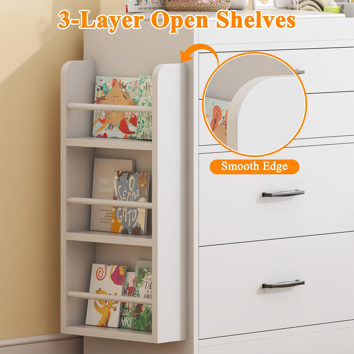 White 4 Drawer Baby Nursery Dresser with Changing Pad N556849