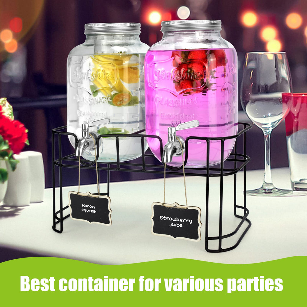1 Gallon Glass Drink Dispenser with Stand and Spigot K37358