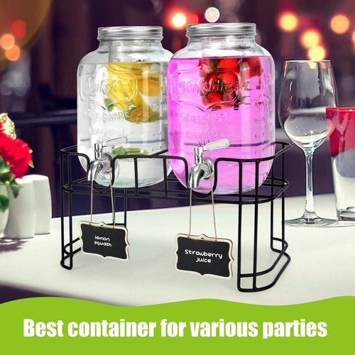 1 Gallon Glass Drink Dispenser with Stand and Spigot K37358