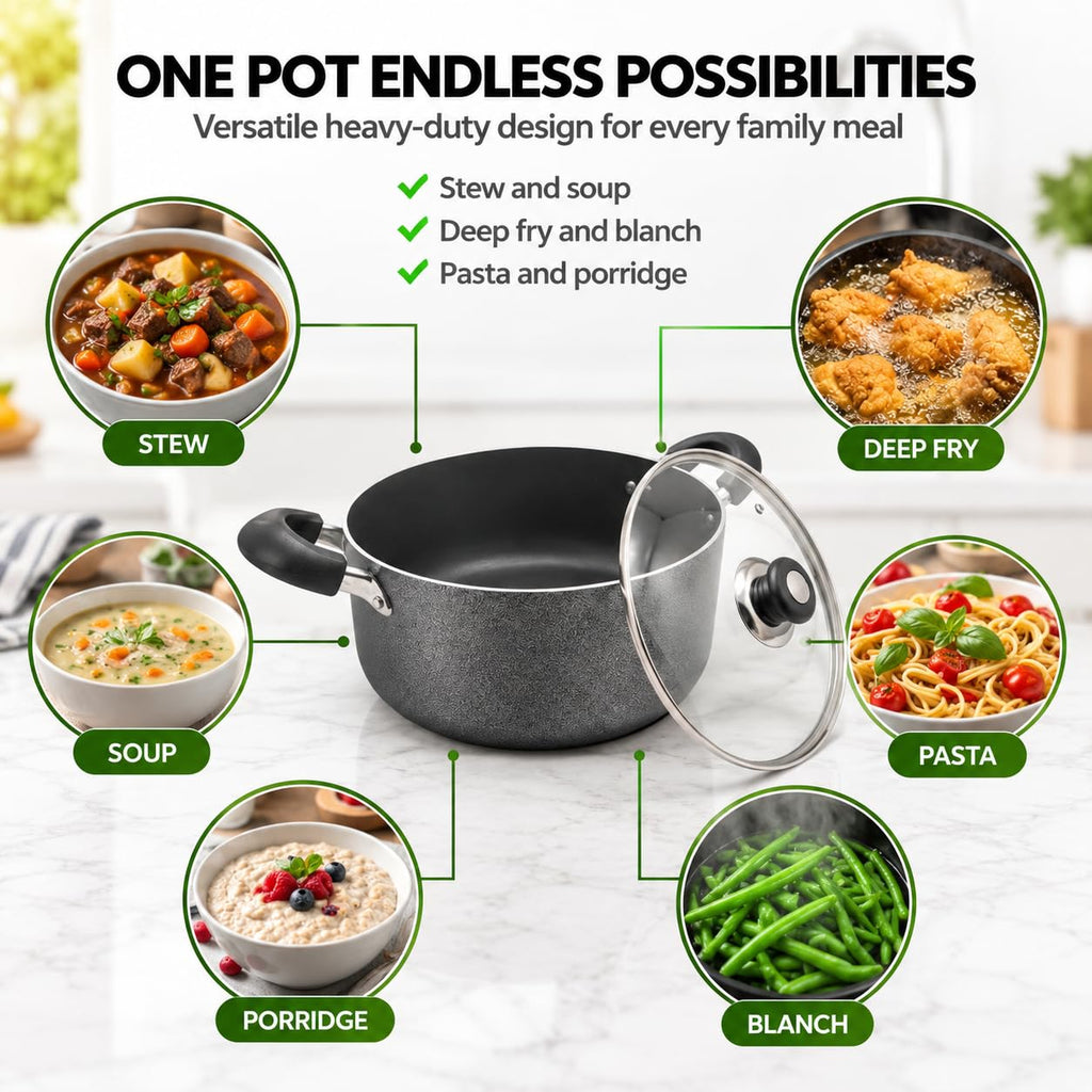 24QT Aluminum Sauce Pot with Glass Lid W408435