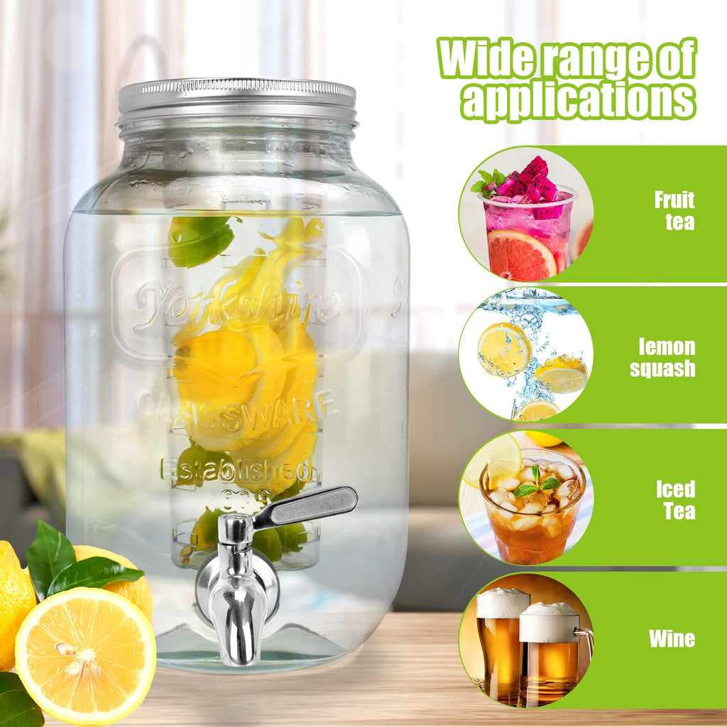 1 Gallon Glass Drink Dispenser with Stand and Spigot K37358