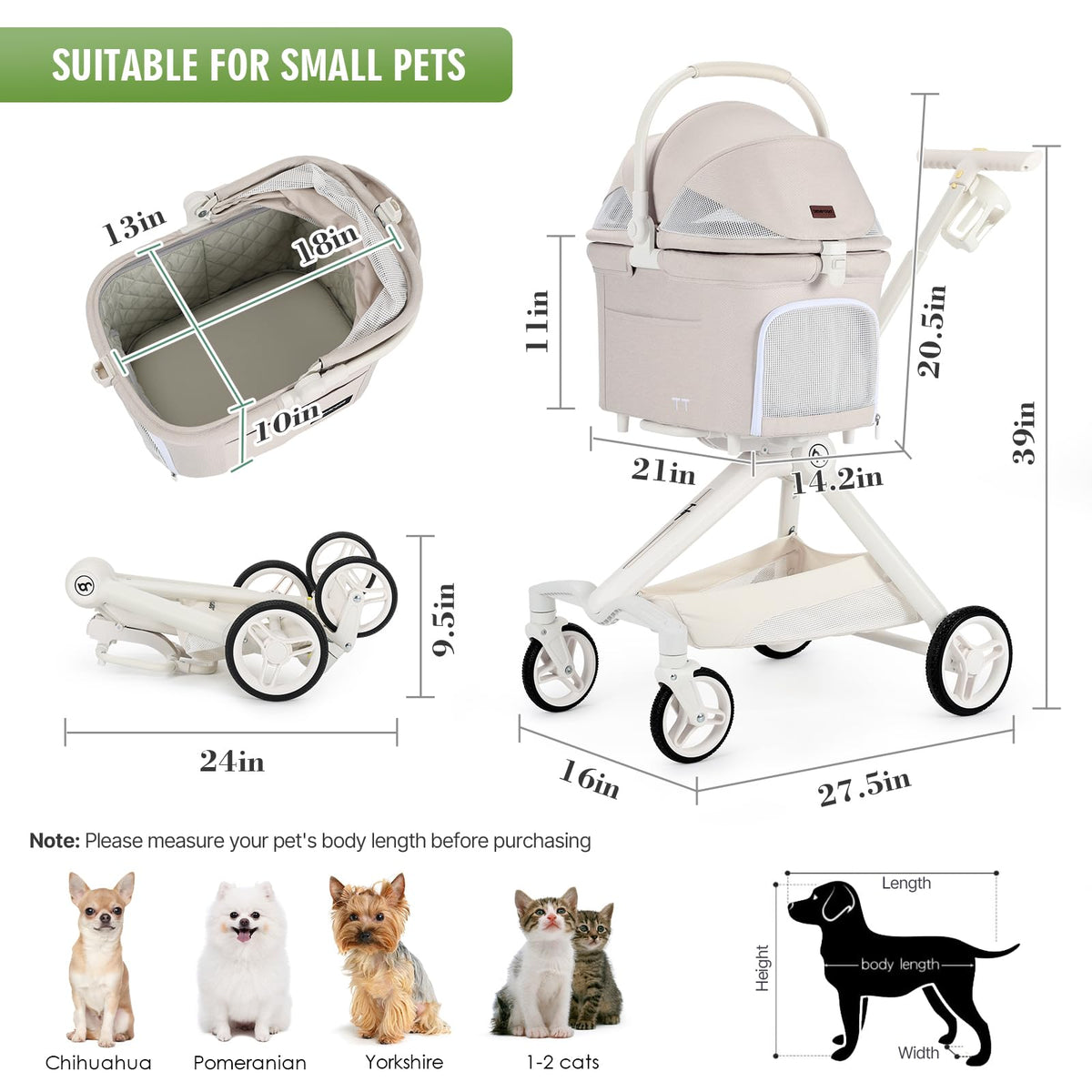 Pet Stroller for Small Dog & Cats R71837