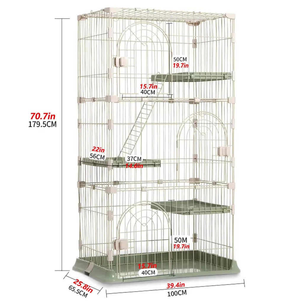 3/4-Tier Wire Cat Cage Playpen Kennel with Hammock D4810