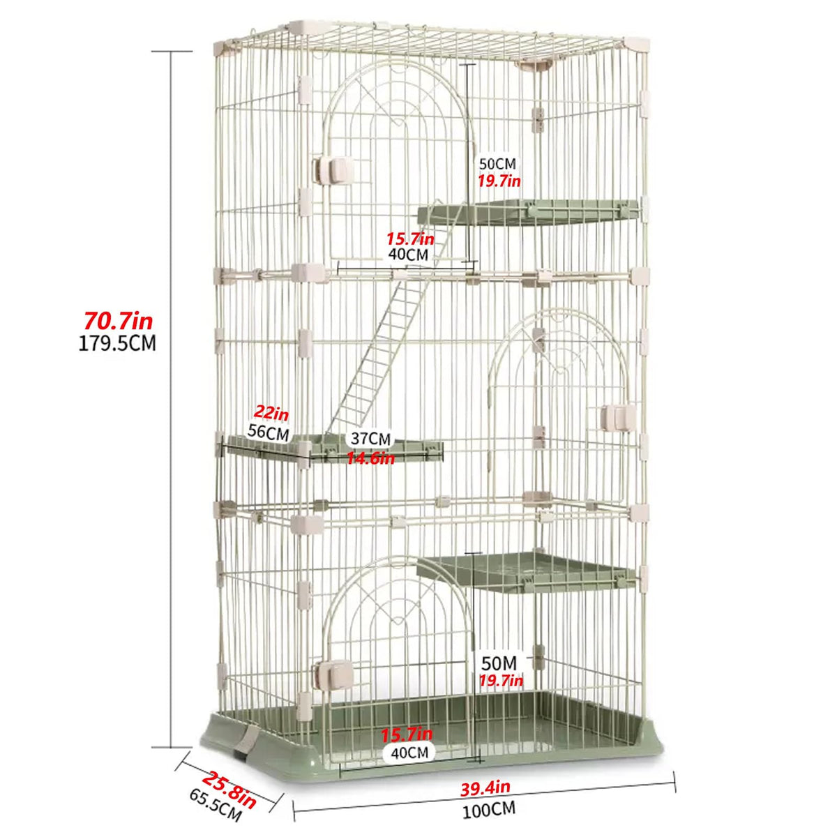3/4-Tier Wire Cat Cage Playpen Kennel with Hammock D4810