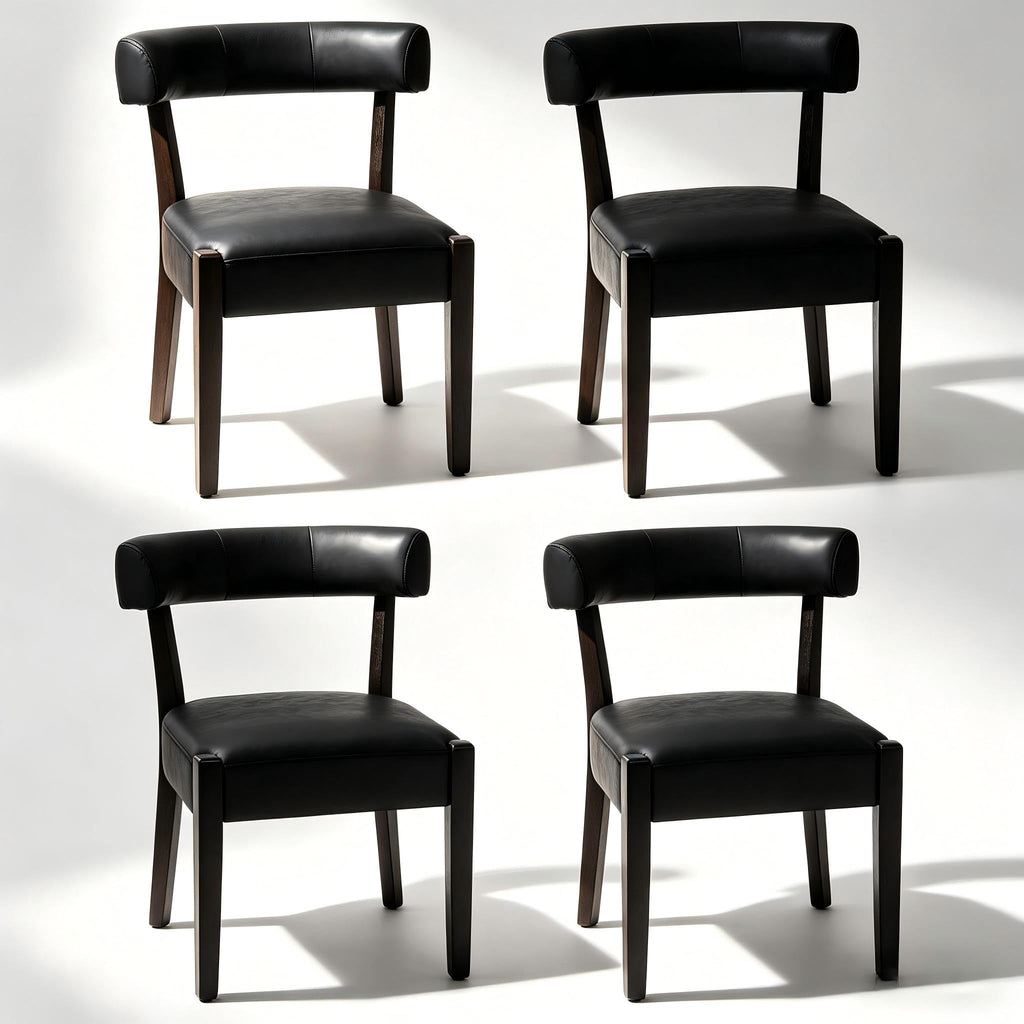Black Faux Leather Dining Chairs Set of 4 Y95607