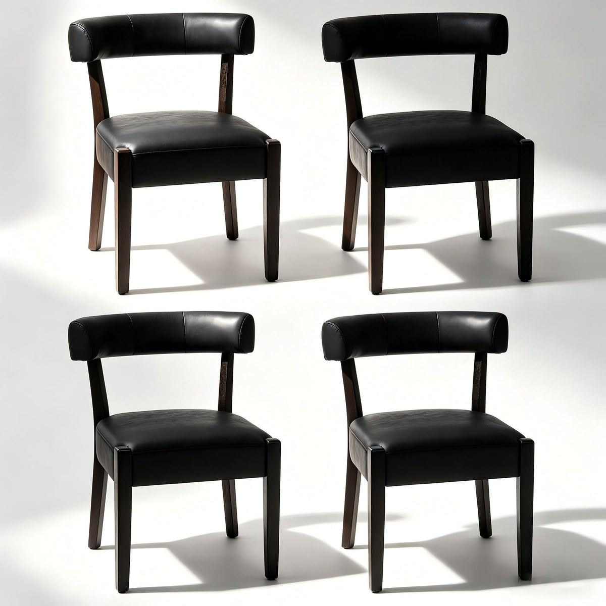 Black Faux Leather Dining Chairs Set of 4 Y95607