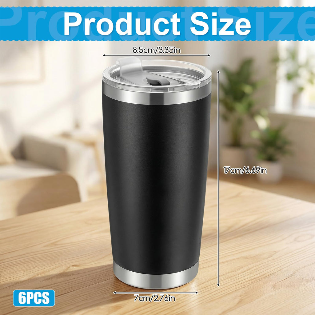 6 Pack 20oz Stainless Steel Insulated Tumbler with Lid L1803