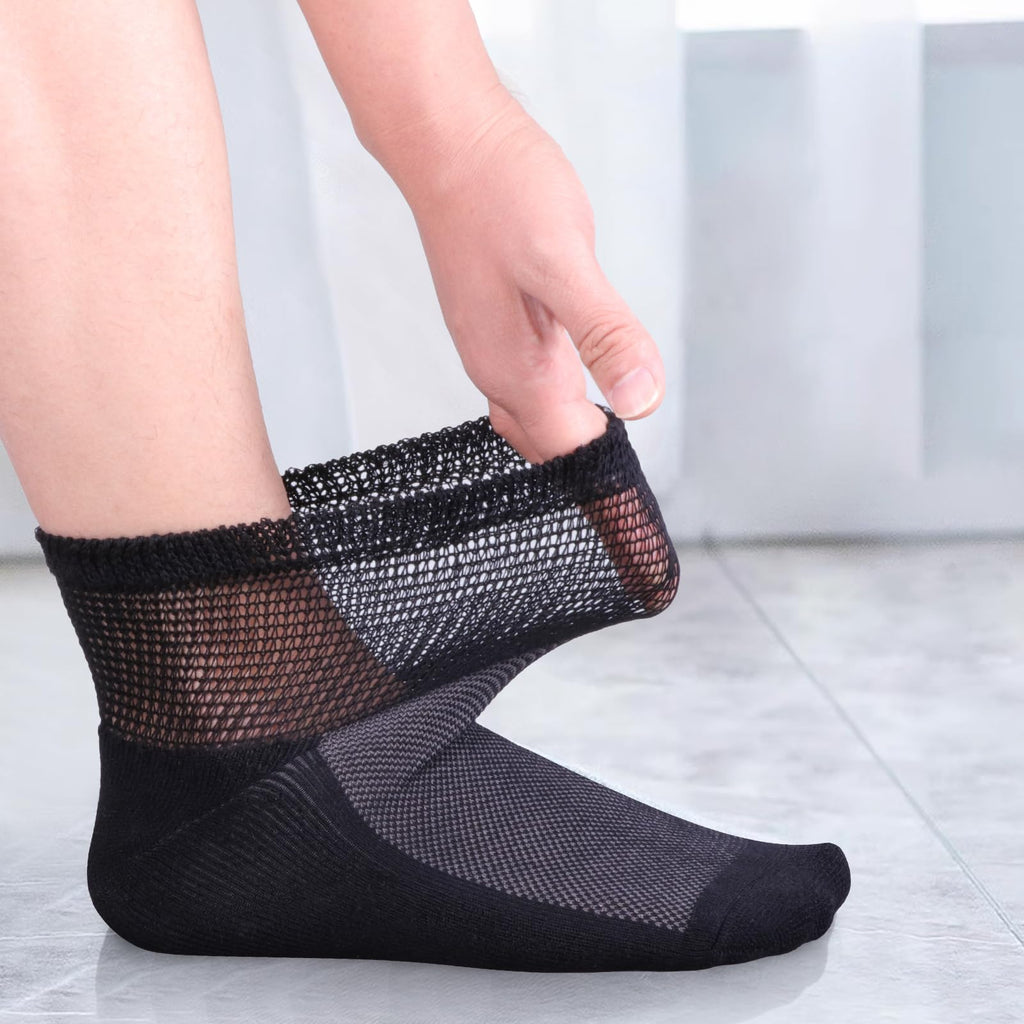 Bamboo Viscose Diabetic Socks, Black, Size 10-13, 5 Pairs L799