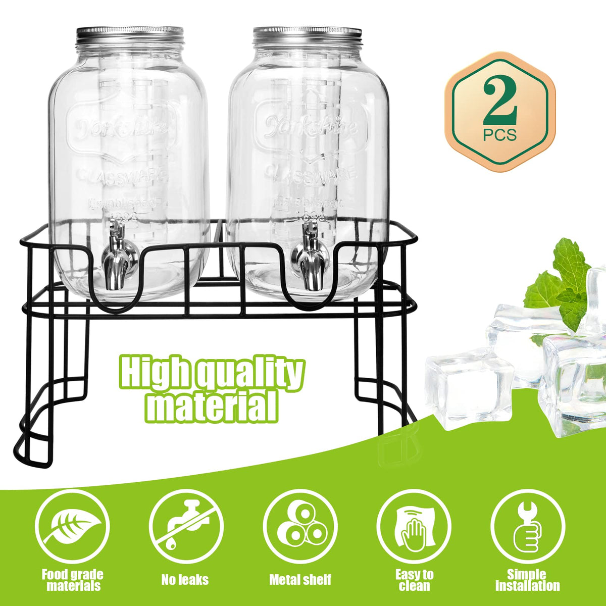 1 Gallon Glass Drink Dispenser with Stand and Spigot K37358