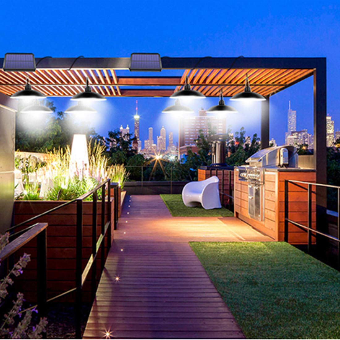 Solar Pendant Lights IP65 Waterproof Dusk to Dawn with Remote Controller I809