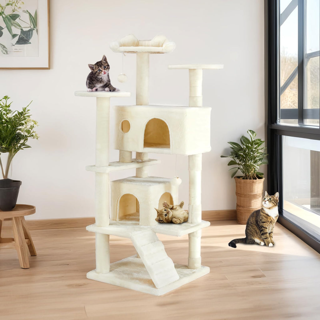 54-inch Cat Tree Tower with Scratching Posts G559039