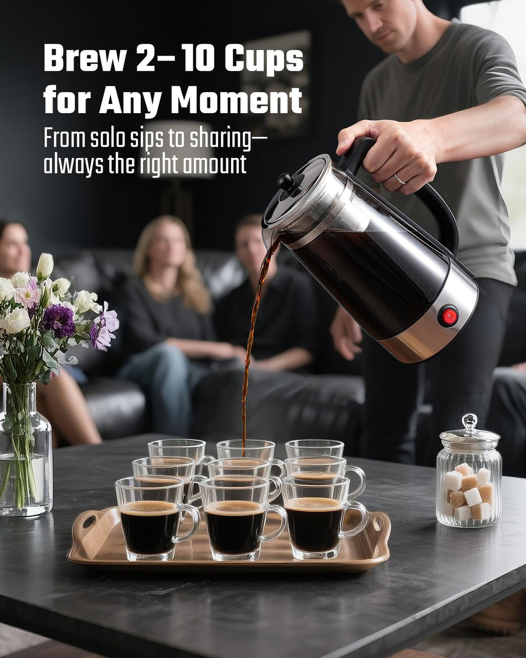 10-Cup Electric Percolator Coffee Pot with Borosilicate Carafe W30123